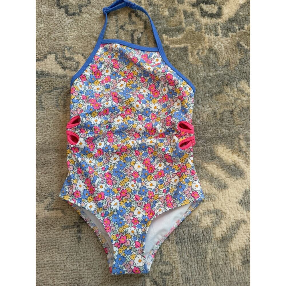 Mini Boden Cut Out Flower Halter One Piece Swimsuit Girls Sz 5-6 Years NEW